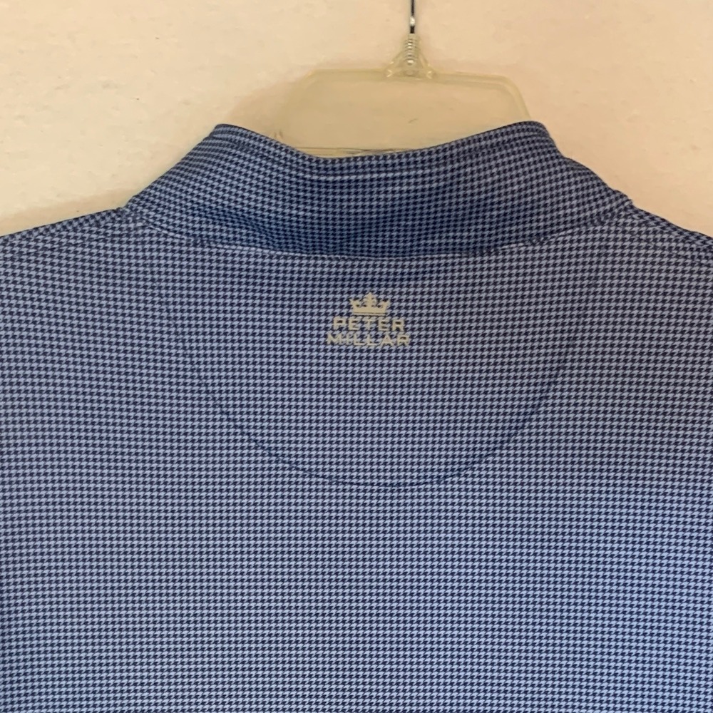 Peter Millar Perth Performance Sweater Men XL Blue Houndstooth 1/4 Zip Pullover - Picture 5 of 11